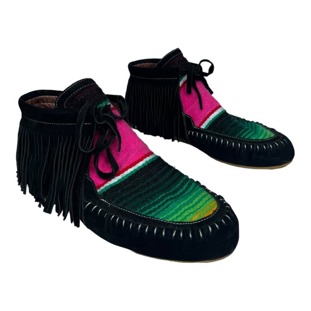 L&B Black Leather Serape Moccasins Women Size 11 NWOT